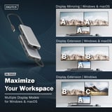 Digitus Station d'accueil USB-C 8 ports Gris/Noir