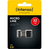 Intenso 32GB Micro Line lecteur USB flash 32 Go 2.0 Connecteur USB Type-A Noir, Clé USB Noir, 32 Go, 2.0, Connecteur USB Type-A, 16,5 Mo/s, Casquette, Noir