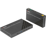 Lindy Extendeur KVM HDBaseT 3.0 HDMI 4K60 & Type C Cat.6A 70m, Extension HDMI Noir