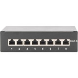 Digitus CAT 6 de bureau, panneau de brassage de classe E, blindé Noir, panneau de brassage de classe E, blindé, RJ-45, Cat6, Noir, 285 mm, 55 mm, 778 g