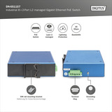 Digitus Commutateur Gigabit Ethernet PoE industriel géré L2 8+2 ports, Switch 