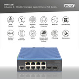 Digitus Commutateur Gigabit Ethernet PoE industriel géré L2 8+2 ports, Switch 
