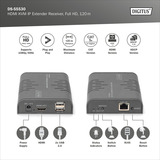 Digitus Récepteur Extendeur KVM IP HDMI, Switch KVM Noir