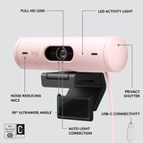 Logitech Brio 500, Webcam Rose/Noir