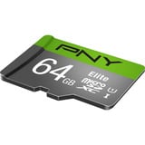 PNY Elite microSD 64 GB, Carte mémoire Gris/Vert