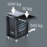 Wera 9706 Tool Rebel Chariot d'atelier Stainless 2, avec équipement, Chariot à outils Noir/Argent
