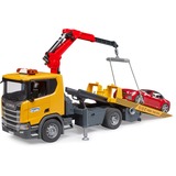 bruder Dépanneuse Scania Super 560R avec grue et son et lumière + voiture de sport roadster, Modèle réduit de voiture 03552