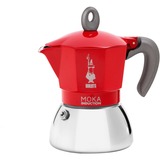 Bialetti Moka Induction 0,16 L Aluminium, Machine à expresso Rouge/Argent, 4 tasses