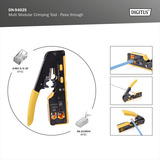 Digitus Outil de sertissage multimodulaire, Pass through, Pince à sertir Jaune