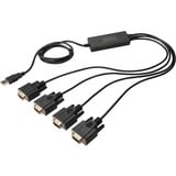 Digitus USB 2.0 > 4x RS232, Câble Noir, 1,5 mètre