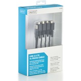 Digitus USB 2.0 > 4x RS232, Câble Noir, 1,5 mètre