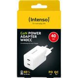 Intenso Power Adapter W40CC GaN chargeur Blanc, 2x USB-C