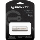 Kingston IronKey Locker+ 50 64 Go, Clé USB Aluminium