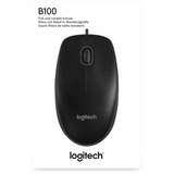 Logitech B100 Optical USB Mouse, Souris Noir, Ambidextre, Optique, USB Type-A, 800 DPI, Noir