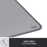 Logitech Desk Mat Studio Series Gris, Tapis de souris Gris, Gris, Monochromatique, Nylon, Polyester, Caoutchouc, Base antidérapante