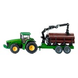 SIKU Tracteur John Deere 8430 avec Remorque Forestière, Modèle réduit de voiture Farmer, 3 an(s), Métal, Plastique, Vert