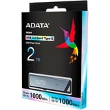ADATA AELI-UE800-2T-CSG lecteur USB flash 2 To USB Type-C 3.2 Gen 2 (3.1 Gen 2) Argent, Clé USB Aluminium (brossé), 2 To, USB Type-C, 3.2 Gen 2 (3.1 Gen 2), 1000 Mo/s, Slide, Argent
