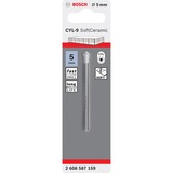 Bosch CYL-9 1 pièce(s), Perceuse Perceuse, 5 mm, 70 mm, Carrelage mural en céramique doux, Carrelage doux, Carrelage mural doux, Verre non durci, Tige cylindrique, Acier inoxydable, Blanc