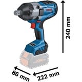 Bosch GDS 18V-1050 H Professional 1750 tr/min Noir, Bleu, Visseuse à choc Bleu/Noir, Visseuse à percussion, Poignée de pistolet, 3/4", Noir, Bleu, Crochet, 1750 tr/min