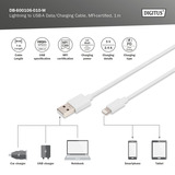 Digitus Câble de données/charge USB 2.0 USB-A > Lightning, certifié MFI Blanc