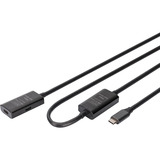 Digitus Câble de rallonge actif USB 3.2 Gen 1, connecteur USB-C > prise USB-C, Câble d'extension Noir