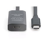 Digitus Câble de rallonge actif USB 3.2 Gen 1, connecteur USB-C > prise USB-C, Câble d'extension Noir
