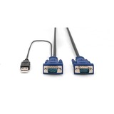 Digitus KVM cable USB for KVM consoles, Câble 3 m, PS/2, PS/2, VGA, Multicolore, Noir, USB