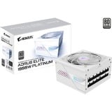 GIGABYTE GP-AE1000PM PG5 ICE alimentation modulaire 1000 watt Blanc, 1x 12VHPWR, 6x PCIe, 80 PLUS Platinum, Conception entièrement modulaire, Ventilateur de 120 mm, Compatible ATX 3.0, Prise EU, 1000 W, 100 - 240 V, 50/60 Hz, 15 - 6.5 A, Actif, 125 W