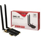 Inter-Tech DMG-34 Interne WLAN / Bluetooth 1800 Mbit/s, Adaptateur WLAN Interne, Sans fil, PCI Express, WLAN / Bluetooth, 1800 Mbit/s, Noir, Argent