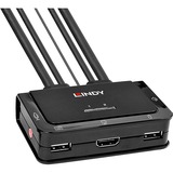 Lindy 42345 commutateur écran, clavier et souris Grille de montage Noir, Switch KVM Noir, 4096 x 2160 pixels, 4K Ultra HD, Grille de montage, Noir