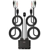 Lindy Switch KVM 2 ports HDMI 4K60, USB 2.0 & audio, câbles intégrés Noir, USB 2.0 & audio, câbles intégrés, 4096 x 2160 pixels, 4K Ultra HD, Grille de montage, Noir