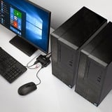 Lindy Switch KVM 2 ports HDMI 4K60, USB 2.0 & audio, câbles intégrés Noir, USB 2.0 & audio, câbles intégrés, 4096 x 2160 pixels, 4K Ultra HD, Grille de montage, Noir