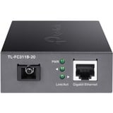TP-Link TL-FC311B-20 convertisseur de support réseau 1000 Mbit/s Monomode Noir, Transmetteur audio/vidéo 1000 Mbit/s, IEEE 802.3, IEEE 802.3ab, IEEE 802.3i, IEEE 802.3u, IEEE 802.3x, IEEE 802.3z, Gigabit Ethernet, 10,100,1000 Mbit/s, 1000 Mbit/s, 2000 m