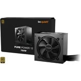be quiet! Pure Power 12 alimentation 750 watt Noir, 1x 12V-2x6, 3x PCIe, 80 Plus Gold, 750 W, 100 - 240 V, 820 W, 50/60 Hz, 10 A, 5 A