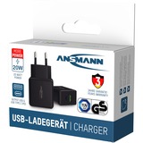 Ansmann HC218PD Noir Intérieure chargeur Noir, 1x USB-C, 1x USB-A, Intérieure, Secteur, 12 V, Noir