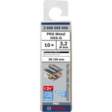 Bosch PRO Foret hélicoïdal HSS-G pour métal, Ø 3,2mm, Perceuse 
