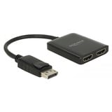 DeLOCK DisplayPort 1.4 > 2x HDMI MST, Répartiteurs de DisplayPort Noir, 0,2 mètre