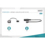 Digitus Adaptateur USB 2.0, connecteur Micro USB 90° > prise USB-A Noir