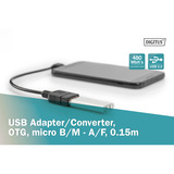Digitus Adaptateur USB 2.0, connecteur Micro USB 90° > prise USB-A Noir