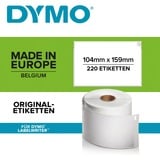 Dymo LW étiquettes authentiques d’expédition extra-larges pour étiqueteuses LabelWriter 5XL/4XL | 104 mm x 159 mm | rouleau de 220 | impression en noir sur fond blanc Blanc, Imprimante d'étiquette adhésive, Papier, Permanent, Rectangle, LabelWriter
