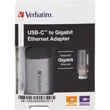 Verbatim 49146 station d'accueil USB 3.2 Gen 1 (3.1 Gen 1) Type-C Noir, Argent, Adaptateur Argent/Noir, USB 3.2 Gen 1 (3.1 Gen 1) Type-C, Noir, Argent, RJ-45, Métal, USB, 5 - 40 °C