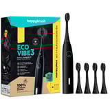 happybrush ECO VIBE 3 Starterkit All Black + 4 Recharges, Brosse a dents electrique Noir