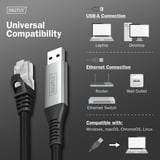 Digitus Câble USB-A 3.2 Gen1 > Ethernet RJ-45, 1Gbit/s, Adaptateur Noir
