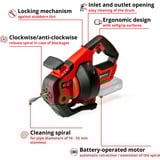 EINHELL Nettoyeur de tubes sur batterie TE-DA 18/760 Li, Appareil de nettoyage de tuyaux Rouge/Noir