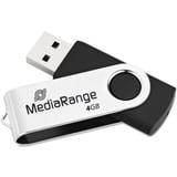 MediaRange USB 2.0 4GB, Clé USB Noir/Argent