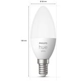 Philips Hue Flamme - Ampoule connectée E14 - (pack de 2), Lampe à LED Philips Hue White Flamme - Ampoule connectée E14 - (pack de 2), Ampoule intelligente, Blanc, Bluetooth/Zigbee, LED intégrée, E14, Blanc chaud