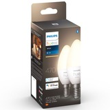 Philips Hue Flamme - Ampoule connectée E14 - (pack de 2), Lampe à LED Philips Hue White Flamme - Ampoule connectée E14 - (pack de 2), Ampoule intelligente, Blanc, Bluetooth/Zigbee, LED intégrée, E14, Blanc chaud