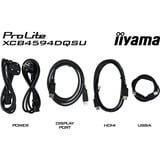 iiyama ProLite XCB4594DQSU-B1 44.5" Moniteur UltraWide incurvé Noir (Mat), 2x DisplayPort, 2x HDMI, 2x USB-C, 2x USB-A, 113 cm (44.5"), 5120 x 1440 pixels, Dual QHD, LED, 2 ms, Noir