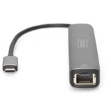 Digitus Station USB-C™, 5 ports, Station d'accueil Aluminium, 5 ports, USB Type-C, HDMI, RJ-45, USB 3.2 Gen 1 (3.1 Gen 1) Type-A, 1.4b, 5000 Mbit/s, 3840 x 2160 pixels, Gris