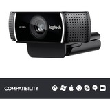 Logitech C922 Pro Stream Webcam Noir, 1920 x 1080 pixels, Full HD, 60 ips, 1280x720@60fps, 1920x1080@30fps, 720p, 1080p, H.264